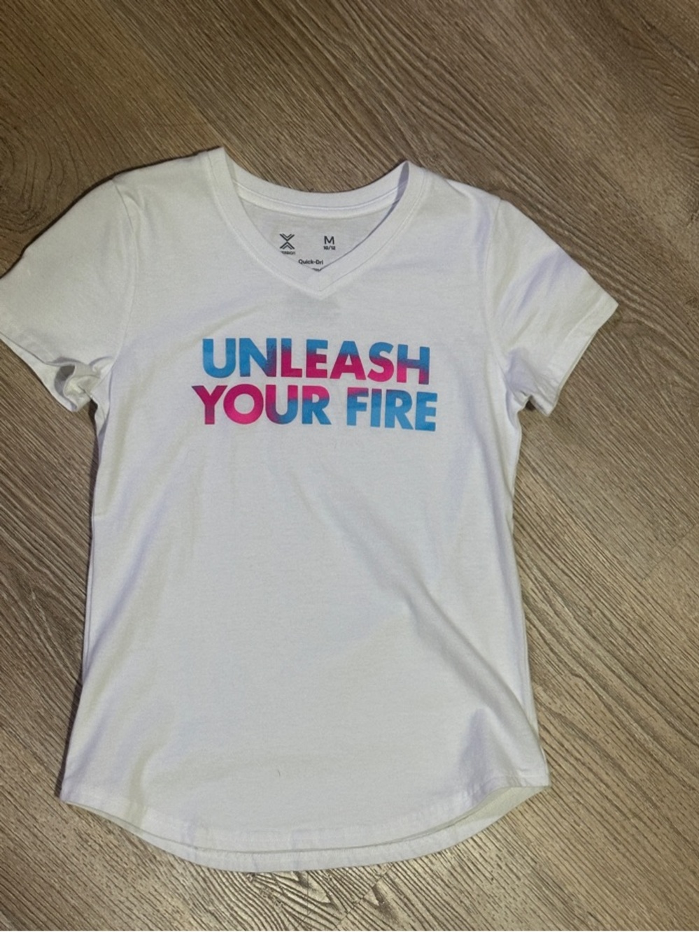 Under Armour White Short-Sleeve Tee with Blue and Pink Graphic